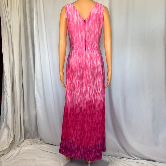 Vintage Pink Maxi Dress Ombré Leslie Fay Women's M Sleeveless - Picture 3 of 13